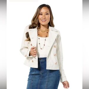 G by Giuliana Women's Cream 100% Leather Jacket. NWOT